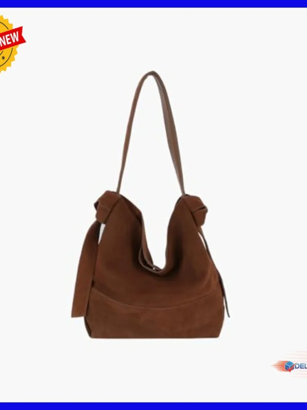 Large Genuine Suede Hobo Tote with Detachable Pouch for Everyday Use